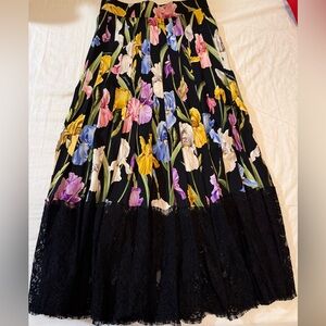 Dolce & Gabbana Black Floral Midi Skirt